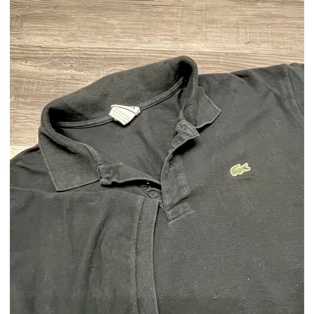 Lacoste Shirt Mens 8 2XL Black Polo Short Sleeve Cotton Pique Preppy‎ Croc Gator